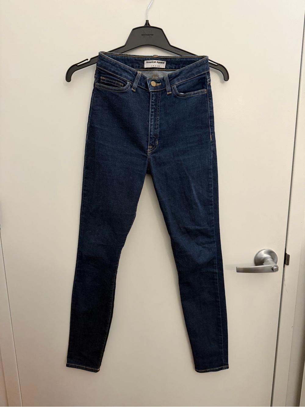 American Apparel Women's Dark Blue High-Rise Skinny Jeans 27